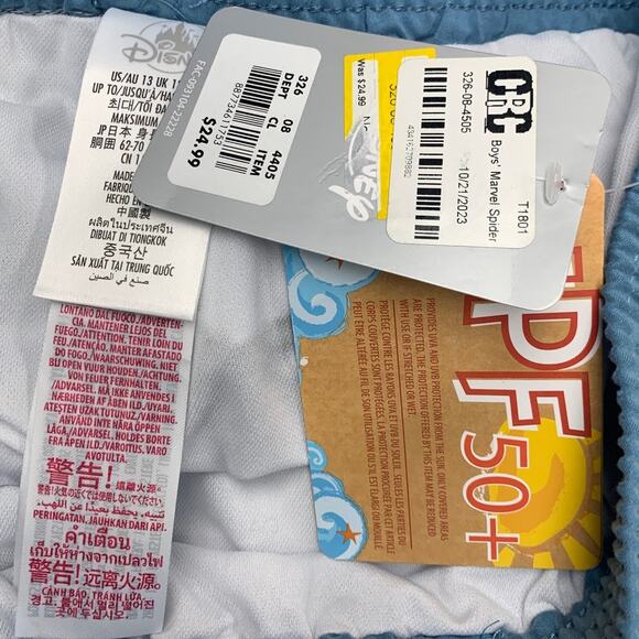 NWT New Disney Marvel Spiderman Boys Size 13 Webbing Lined UPF 50+ Swim Trunks - Picture 3 of 3